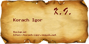 Korach Igor névjegykártya